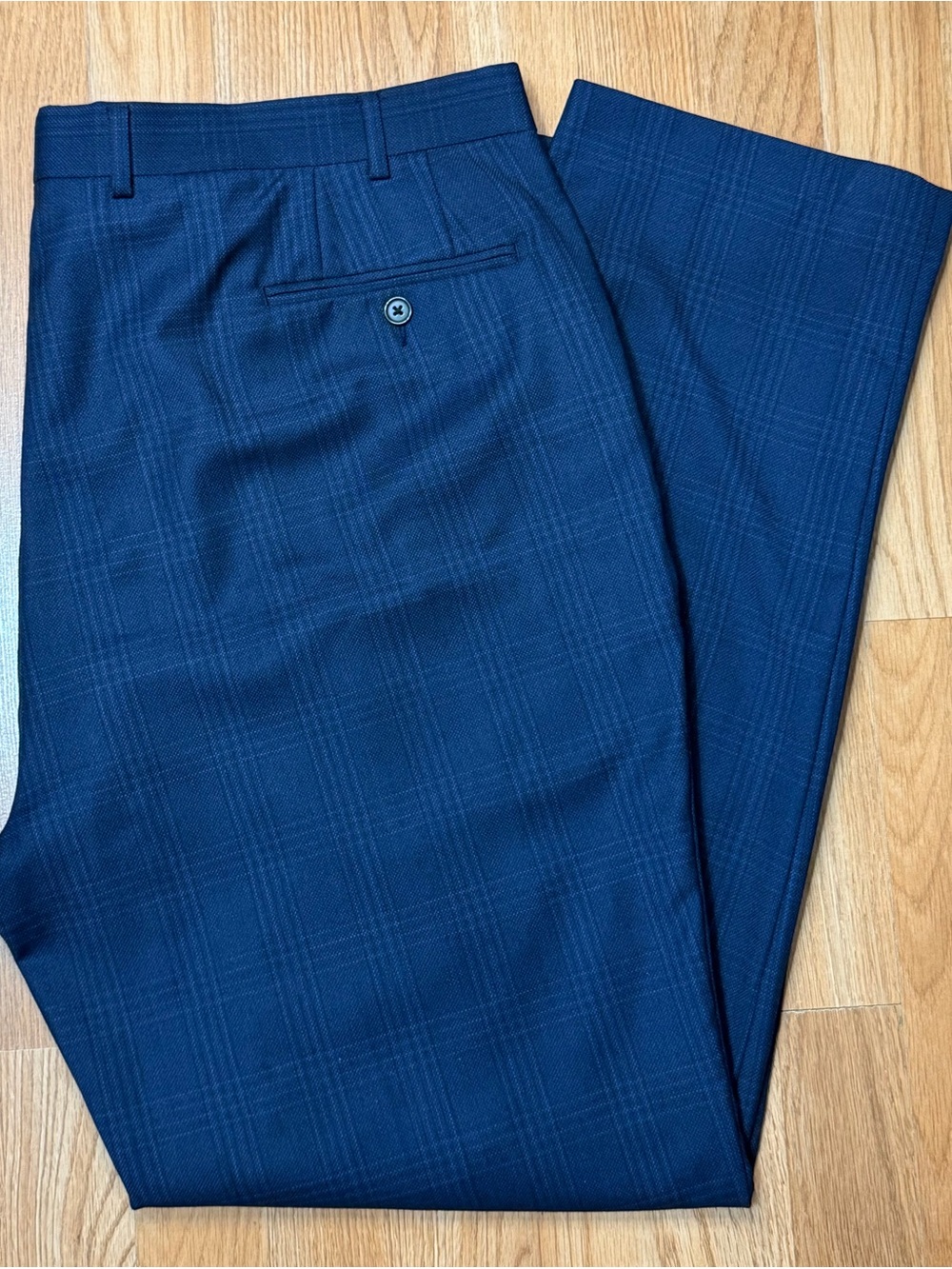 Ralph Lauren Navy Plaid Flat-Front Dress Shorts